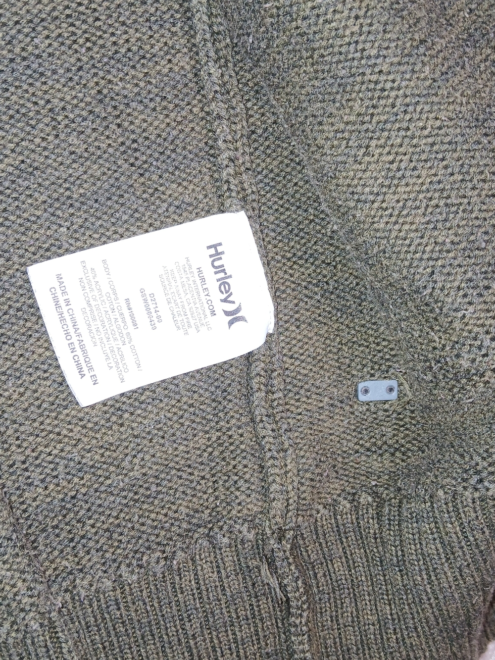 Hurley Cardigan Mojave Olive Green Shawl-Collar Knit Cardigan for Women Medium - Picture 5 of 12